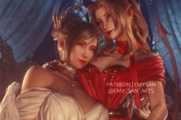 《最终幻想7》3D美图赏：蒂法爱莉丝亲密姿势太勾魂！